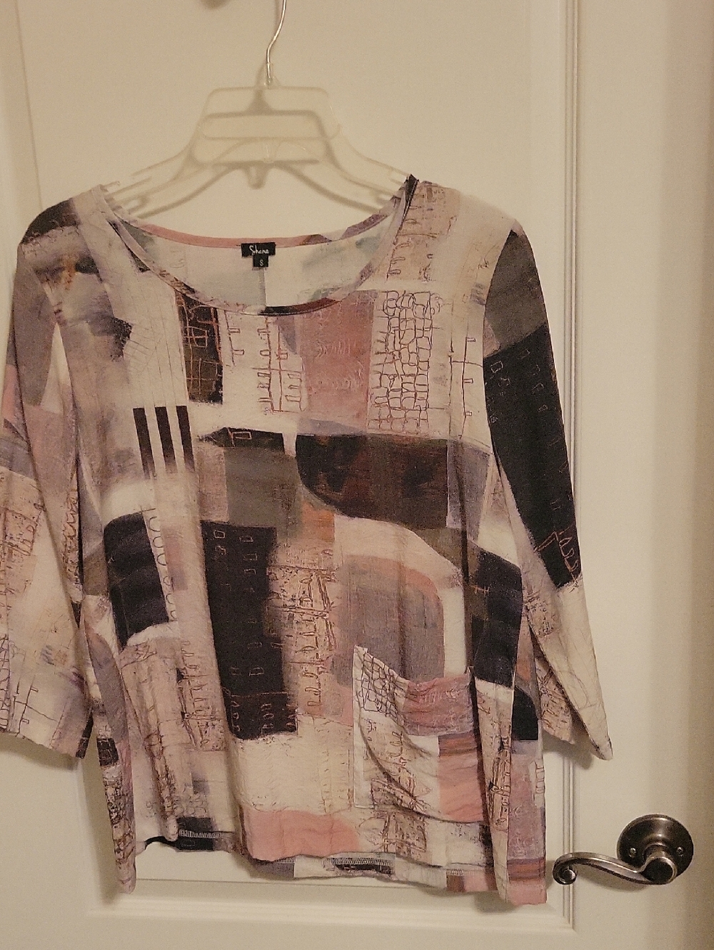 SHAN Relaxed Patchwork Tunic in Pink and Gray